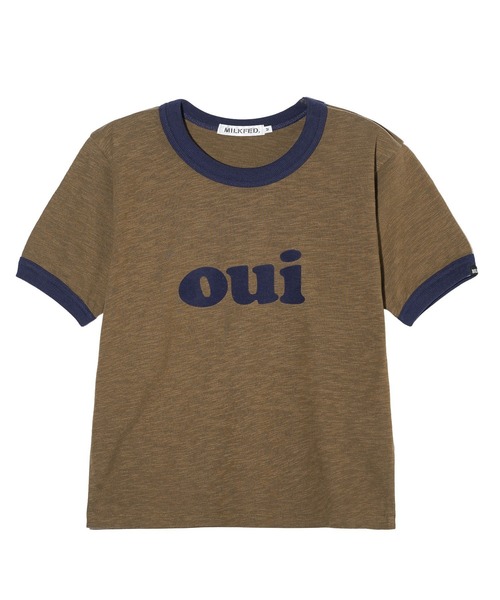 ミルクフェド MILKFED. OUI SLAB COMPACT S/S RINGER TEE 半袖 Tシャツ カットソー リンガー ロゴ コンパクト ジャストサイズ レディース ブランド 正規 セール】OUI SLAB COMPACT S/S RINGER TEE（Tシャツ/カットソー