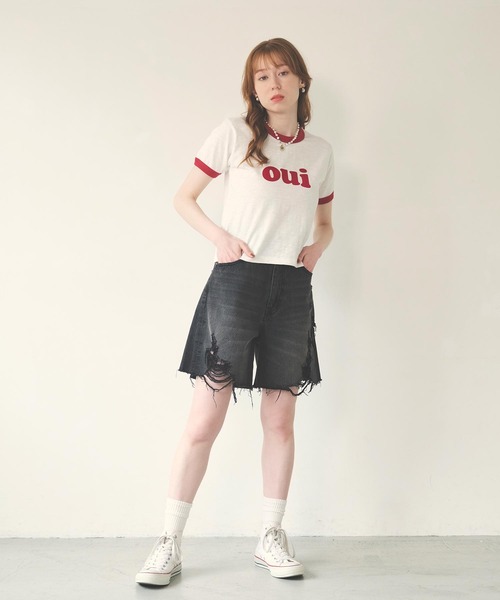 MILKFED.（ミルクフェド）の「OUI SLAB COMPACT S/S RINGER TEE（Tシャツ/カットソー・レディース・ネイビー/ホワイト/ブラウン/レッド・S/M）」の14枚目の写真