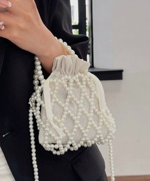 パールデザイン巾着付きミニバック