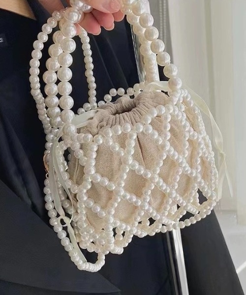 LADY LIKE（レディライク）の「パールデザイン巾着付きミニバック（ハンドバッグ・レディース・ホワイト・F）」の10枚目の写真