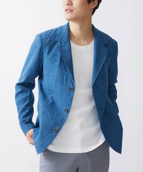 MK MICHEL KLEIN HOMME (エムケーミッシェルクランオム)の「【残りわずか/洗える】コンバーチブルジャケット / Refiax(テーラードジャケット・メンズ・ネイビー/ブルー/ライトブラウン・51/48/46)」の3枚目の写真