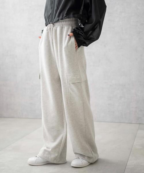 WEGO（ウィゴー）の「WEGO/スウェットカーゴパンツ（スウェットパンツ・レディース・ブラック/杢グレー・MEDIUM/SMALL）」の2枚目の写真