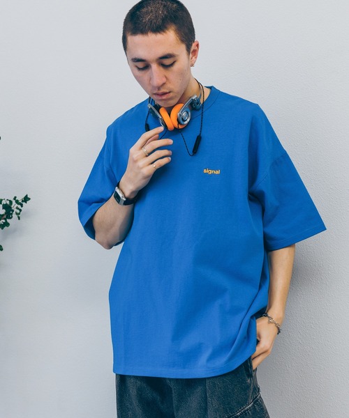 SIGNAL SPORTS（シグナルスポーツ）の「【SIGNAL SPORTS】ONE POINT T-SHIRTS/ワンポイント刺繍/天竺コットン/ビッグシルエットTシャツ（Tシャツ/カットソー・メンズ・ホワイト/グリーン/ブラック/ブルー/グリーン系その他/グレー/ライトブルー・MEDIUM/LARGE）」の8枚目の写真