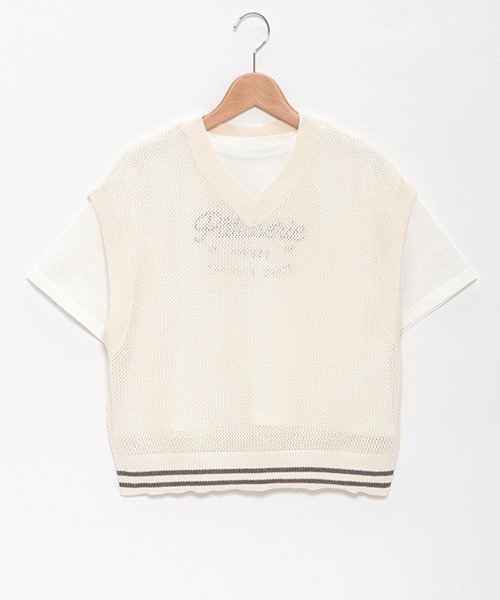 【セール】メッシュベストTシャツセット（アンサンブル）｜pom ponette junior（ポンポネットジュニア）
