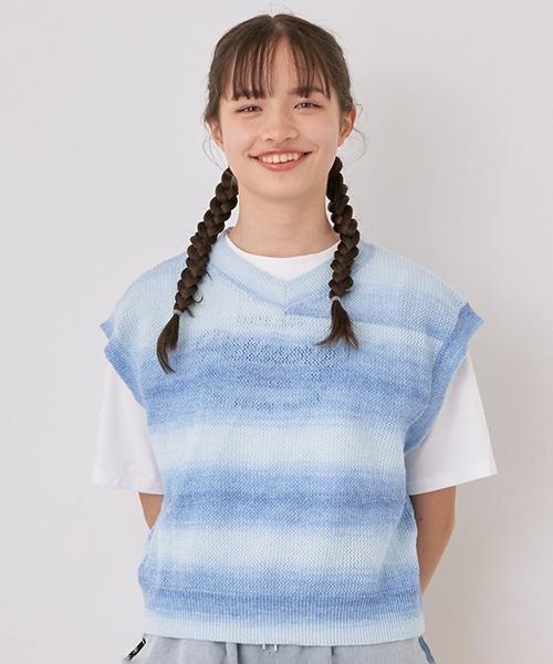 【セール】メッシュベストTシャツセット（アンサンブル）｜pom ponette junior（ポンポネットジュニア）