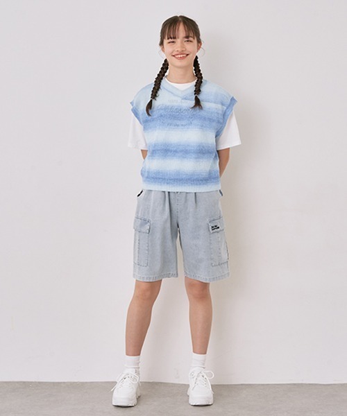 【セール】メッシュベストTシャツセット（アンサンブル）｜pom ponette junior（ポンポネットジュニア）