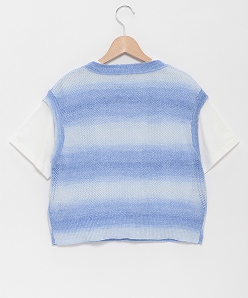 【セール】メッシュベストTシャツセット（アンサンブル）｜pom ponette junior（ポンポネットジュニア）