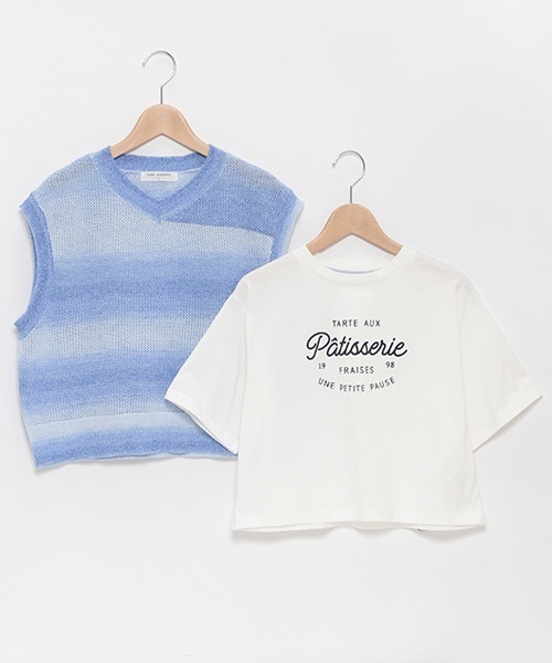 【セール】メッシュベストTシャツセット（アンサンブル）｜pom ponette junior（ポンポネットジュニア）