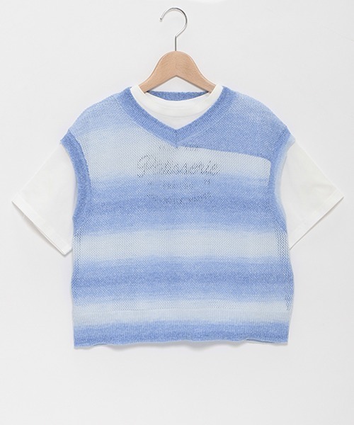 【セール】メッシュベストTシャツセット（アンサンブル）｜pom ponette junior（ポンポネットジュニア）