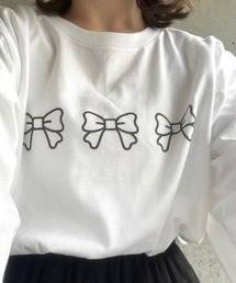 リボンプリントロングTシャツ