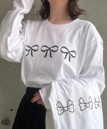 リボンプリントロングTシャツ