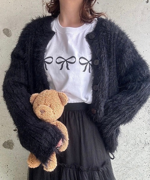 cuorequal（クオレコール）の「リボンプリントロングＴシャツ（Tシャツ/カットソー・レディース・ホワイト/ホワイト系その他・MEDIUM/LARGE）」の9枚目の写真