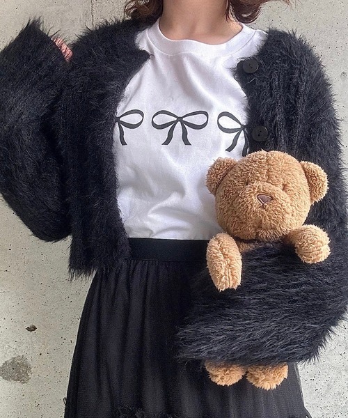 cuorequal（クオレコール）の「リボンプリントロングＴシャツ（Tシャツ/カットソー・レディース・ホワイト/ホワイト系その他・MEDIUM/LARGE）」の10枚目の写真