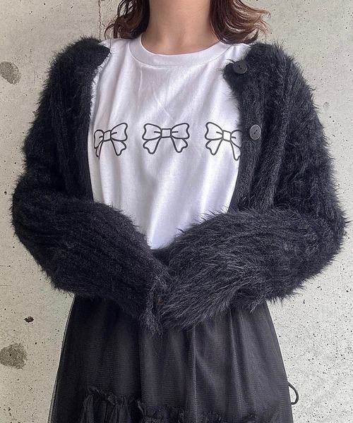 cuorequal（クオレコール）の「リボンプリントロングＴシャツ（Tシャツ/カットソー・レディース・ホワイト/ホワイト系その他・MEDIUM/LARGE）」の11枚目の写真