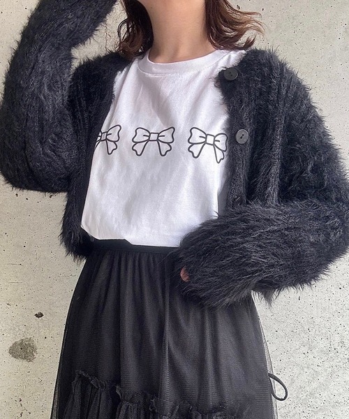 cuorequal（クオレコール）の「リボンプリントロングＴシャツ（Tシャツ/カットソー・レディース・ホワイト/ホワイト系その他・MEDIUM/LARGE）」の12枚目の写真