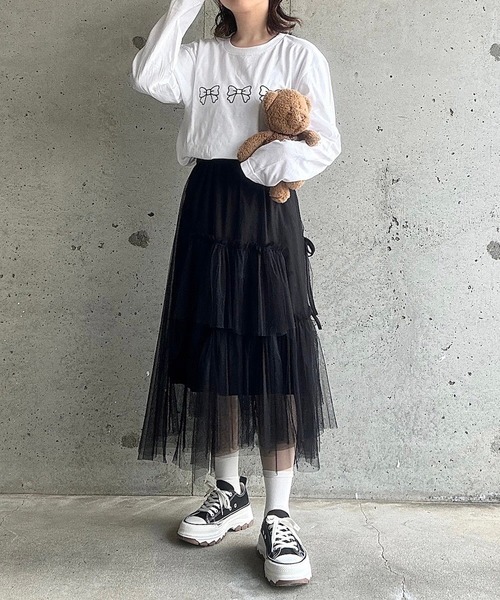 cuorequal（クオレコール）の「リボンプリントロングＴシャツ（Tシャツ/カットソー・レディース・ホワイト/ホワイト系その他・MEDIUM/LARGE）」の17枚目の写真