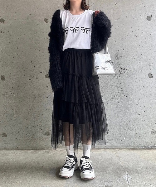 cuorequal（クオレコール）の「リボンプリントロングＴシャツ（Tシャツ/カットソー・レディース・ホワイト/ホワイト系その他・MEDIUM/LARGE）」の19枚目の写真