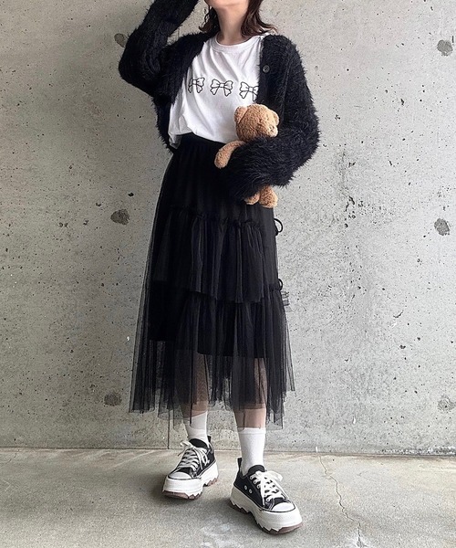 cuorequal（クオレコール）の「リボンプリントロングＴシャツ（Tシャツ/カットソー・レディース・ホワイト/ホワイト系その他・MEDIUM/LARGE）」の21枚目の写真