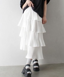 アシメプリーツティアードロングスカート