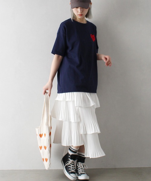 SpRay（スプレイ）の「アシメプリーツティアードロングスカート（スカート・レディース・ブラック/オフホワイト/ベージュ/ライトグレー・FREE）」の15枚目の写真