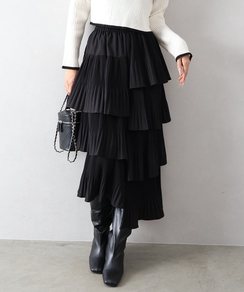 セール】アシメプリーツティアードロングスカート（スカート）｜SpRay