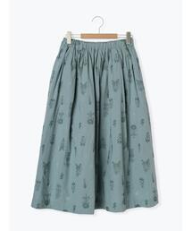 TSUHARU by Samansa Mos2 | 綿麻平織総柄刺繍スカート(スカート)