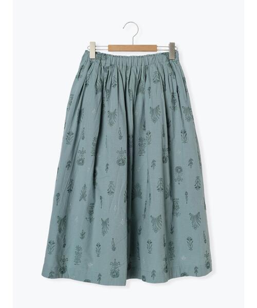 TSUHARU by Samansa Mos2（ツハルバイサマンサモスモス）の「綿麻平織総柄刺繍スカート（スカート・レディース・ブルー/キナリ・F）」の4枚目の写真