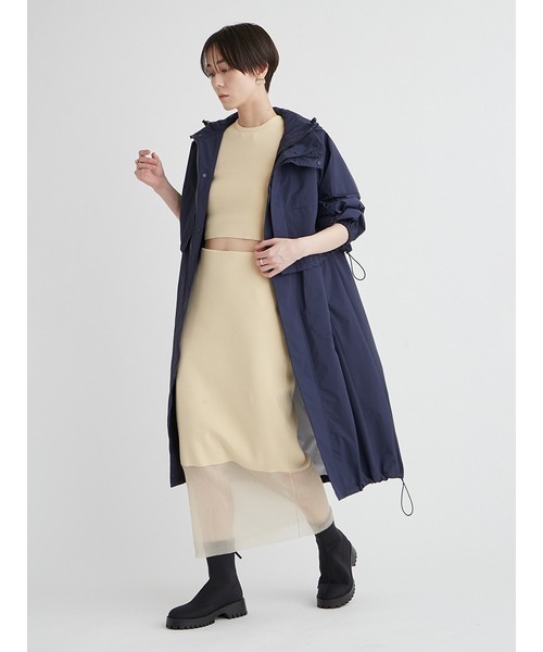 emmi eco クロップド５分袖ニットトップス　BLACK emmi eco クロップド5分袖ニットトップスBLACK