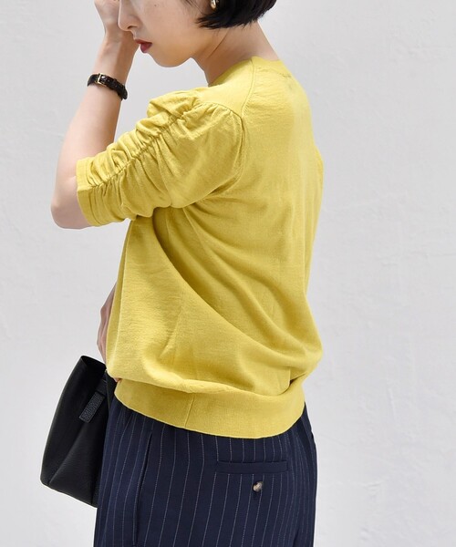 quaranciel:〈手洗い可能〉ラミー ミックス クルーネック ギャザー プルオーバー