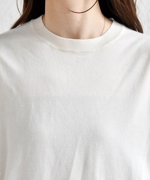 quaranciel:〈手洗い可能〉ラミー ミックス クルーネック ギャザー プルオーバー
