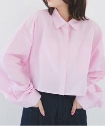 ショート丈ストライプシャツ