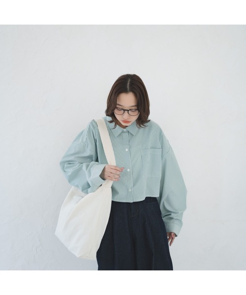 IROHANI（イロハニ）の「ショート丈ストライプシャツ（シャツ/ブラウス・レディース・ミント/ピンク・FREE）」の9枚目の写真