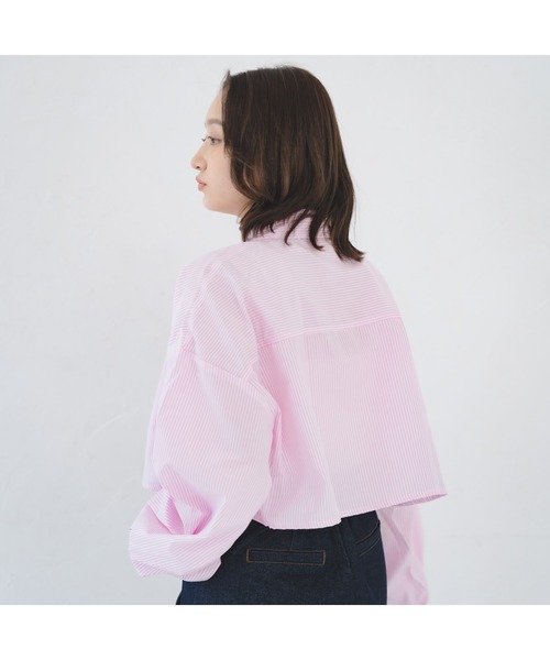 IROHANI（イロハニ）の「ショート丈ストライプシャツ（シャツ/ブラウス・レディース・ミント/ピンク・FREE）」の6枚目の写真