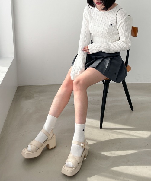 Heather（ヘザー）の「【POLO BCS(ポロ・ビーシーエス)】ケーブルニット　110508（ニット/セーター・レディース・グレー/ホワイト/イエロー/アイボリー/ピンク/ブルー・FREE）」の9枚目の写真