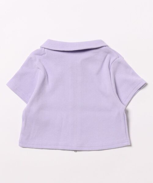 ANAP kids（アナップキッズ）の「ダブルジップリブトップス【親子お揃い】（Tシャツ/カットソー・キッズ・ラベンダー/オフホワイト/ブラック・110cm/120cm/130cm）」の4枚目の写真