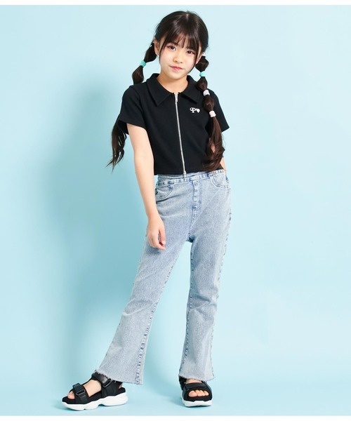 ANAP kids（アナップキッズ）の「ダブルジップリブトップス【親子お揃い】（Tシャツ/カットソー・キッズ・ラベンダー/オフホワイト/ブラック・110cm/120cm/130cm）」の17枚目の写真