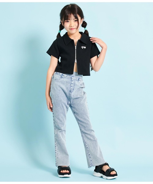 ANAP kids（アナップキッズ）の「ダブルジップリブトップス【親子お揃い】（Tシャツ/カットソー・キッズ・ラベンダー/オフホワイト/ブラック・110cm/120cm/130cm）」の19枚目の写真