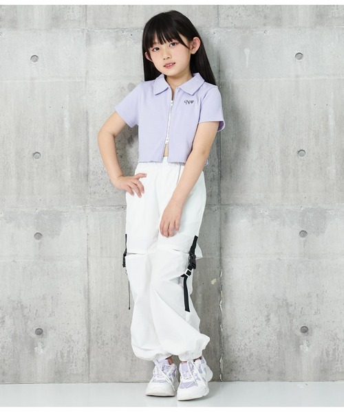 ANAP kids（アナップキッズ）の「ダブルジップリブトップス【親子お揃い】（Tシャツ/カットソー・キッズ・ラベンダー/オフホワイト/ブラック・110cm/120cm/130cm）」の12枚目の写真