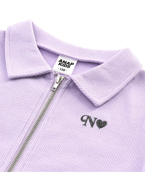 ANAP kids（アナップキッズ）の「ダブルジップリブトップス【親子お揃い】（Tシャツ/カットソー・キッズ・ラベンダー/オフホワイト/ブラック・110cm/120cm/130cm）」の8枚目の写真