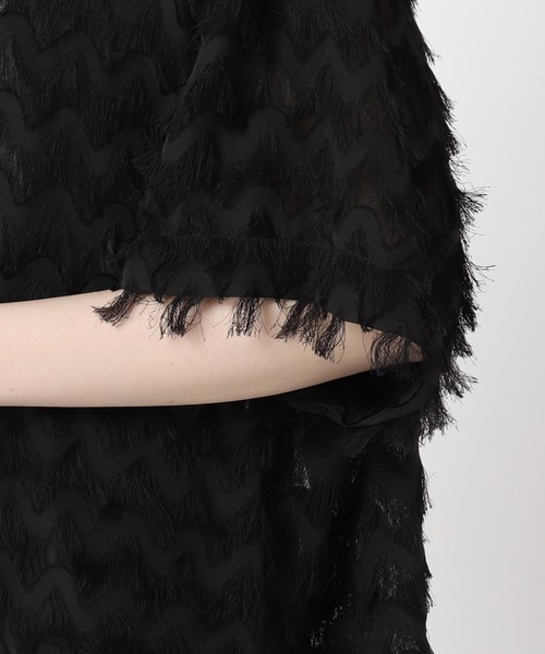 美品 CITYSHOP 24SS フリンジジャガードシャツ オーバーサイズ 黒 CITYSHOP（シティーショップ）の「FRINGE JACQUARD シャツ