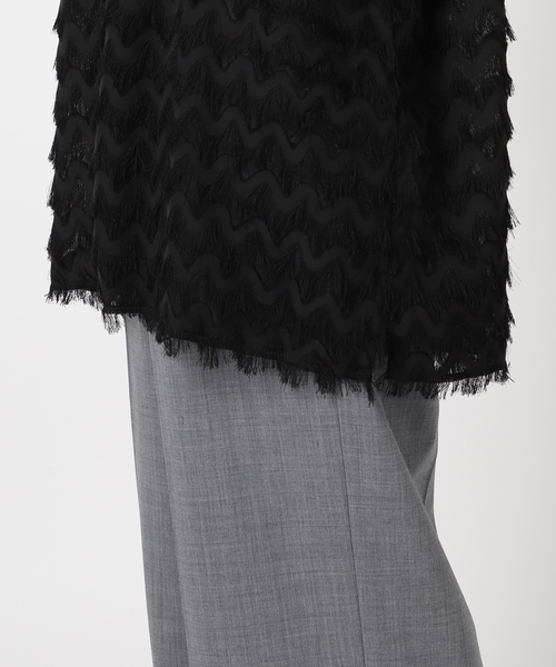 美品 CITYSHOP 24SS フリンジジャガードシャツ オーバーサイズ 黒 CITYSHOP（シティーショップ）の「FRINGE JACQUARD シャツ