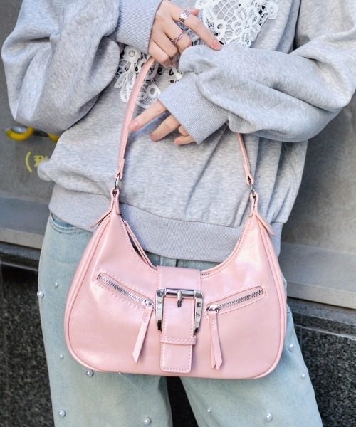 Fancyclub ベルトレザーバッグ ピンク Belted Washing Leather Bag (Baby Pink) F25QE990 | ファッション通販