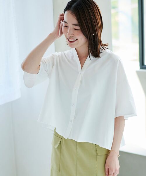 le.coeur blanc（ルクールブラン）の「2WAYパールボタンシャツ（シャツ/ブラウス・レディース・オフホワイト/ブルー系その他2/ブルー・38）」の2枚目の写真