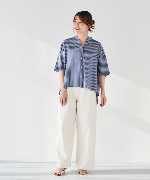 le.coeur blanc（ルクールブラン）の「2WAYパールボタンシャツ（シャツ/ブラウス・レディース・オフホワイト/ブルー系その他2/ブルー・38）」の5枚目の写真