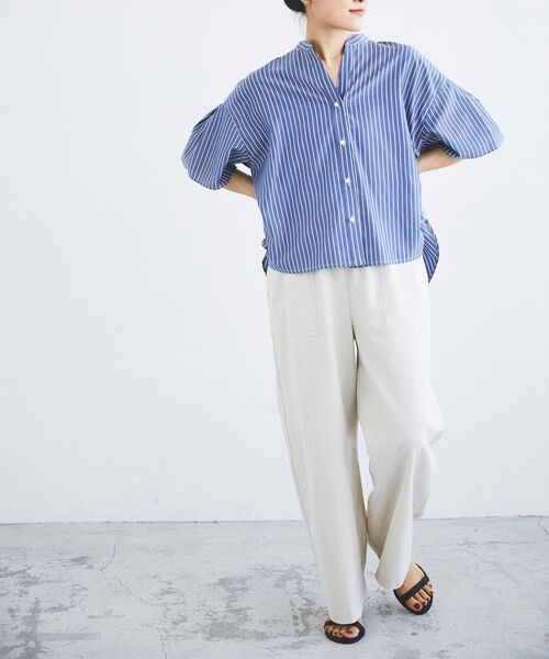 le.coeur blanc（ルクールブラン）の「2WAYパールボタンシャツ（シャツ/ブラウス・レディース・オフホワイト/ブルー系その他2/ブルー・38）」の8枚目の写真