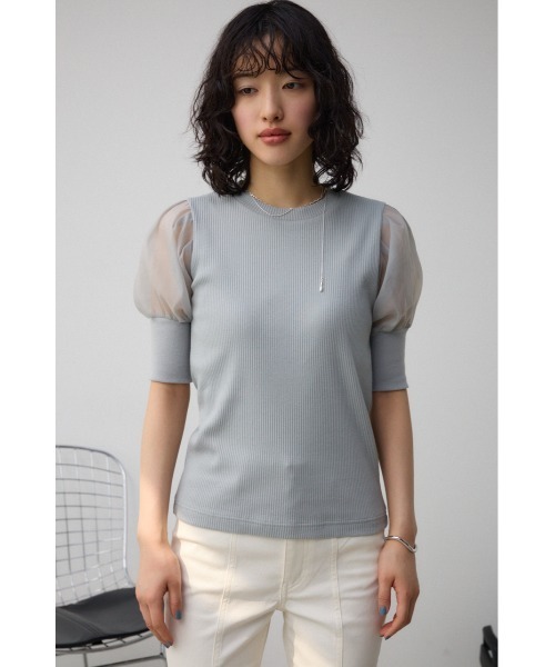 AZUL by moussy（アズールバイマウジー）の「シアースリーブパフトップス（Tシャツ/カットソー・レディース・ブラック/ライトベージュ/ライトグレー・SMALL/MEDIUM）」の4枚目の写真