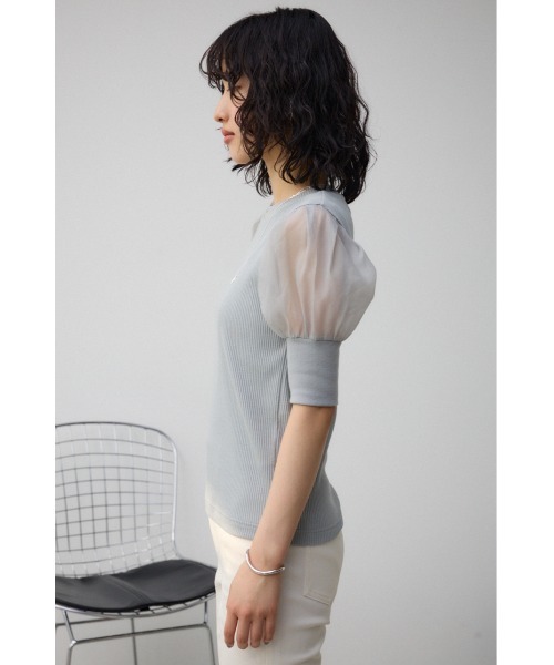 AZUL by moussy（アズールバイマウジー）の「シアースリーブパフトップス（Tシャツ/カットソー・レディース・ブラック/ライトベージュ/ライトグレー・SMALL/MEDIUM）」の5枚目の写真