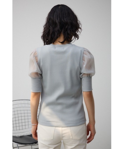 AZUL by moussy（アズールバイマウジー）の「シアースリーブパフトップス（Tシャツ/カットソー・レディース・ブラック/ライトベージュ/ライトグレー・SMALL/MEDIUM）」の6枚目の写真