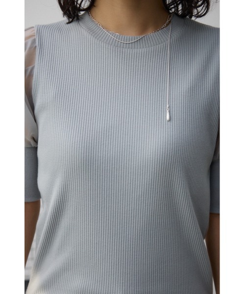 AZUL by moussy（アズールバイマウジー）の「シアースリーブパフトップス（Tシャツ/カットソー・レディース・ブラック/ライトベージュ/ライトグレー・SMALL/MEDIUM）」の7枚目の写真