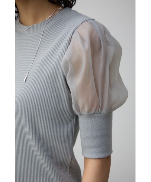 AZUL by moussy（アズールバイマウジー）の「シアースリーブパフトップス（Tシャツ/カットソー・レディース・ブラック/ライトベージュ/ライトグレー・SMALL/MEDIUM）」の8枚目の写真